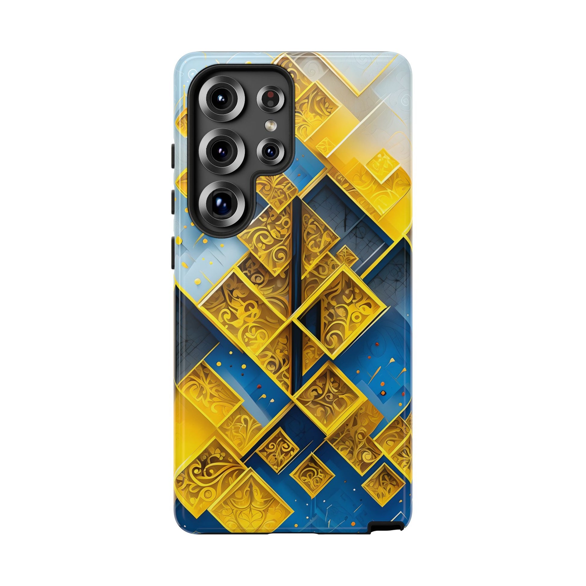 Golden Ascent Luxe Geometric Samsung Galaxy S25 Ultra Tough Case - Elegant Abstract Gold Design