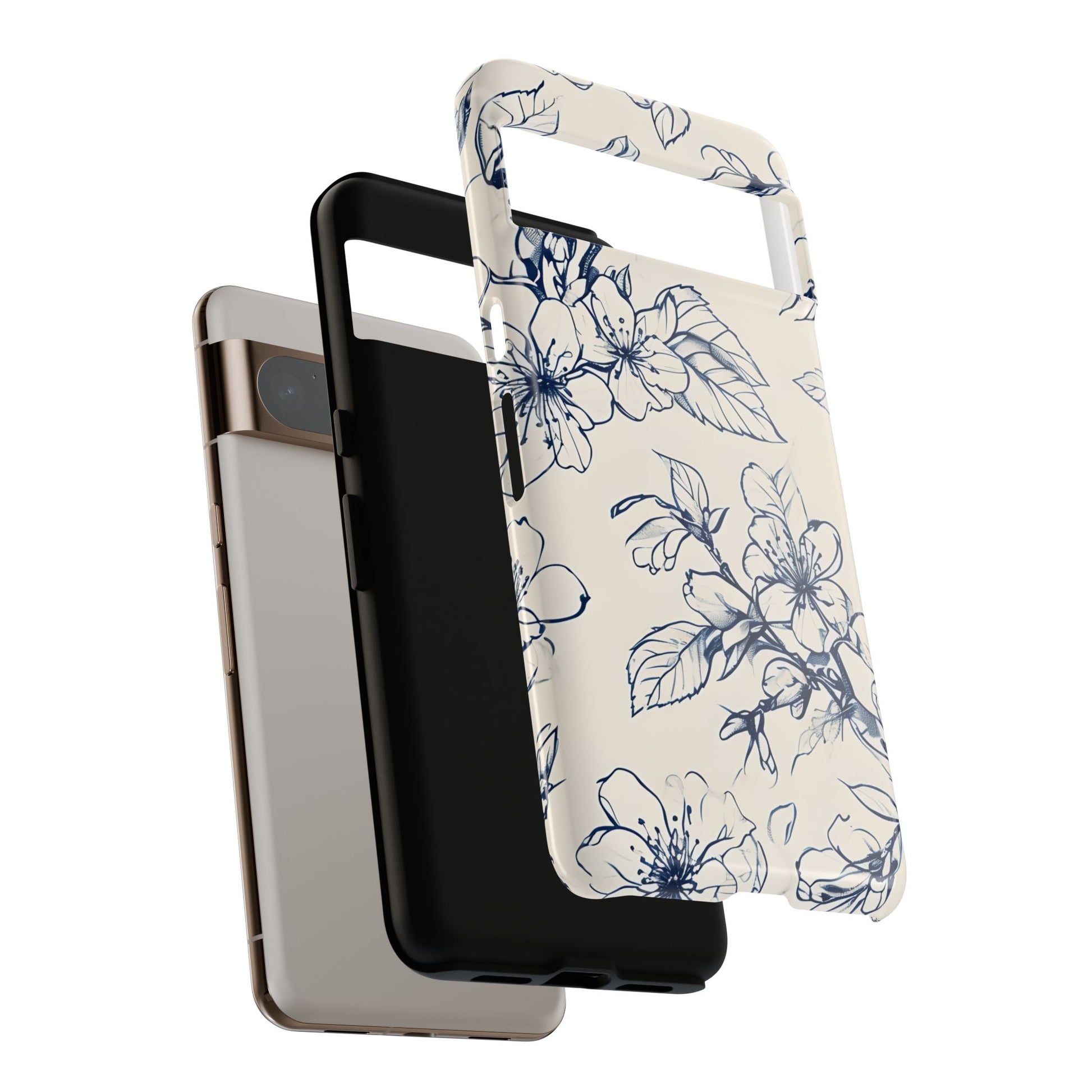 Blossom Sketch - Artistic Blue Floral Google Pixel 8 Pro - Tough Phone Case - Hand-Drawn Botanical Design