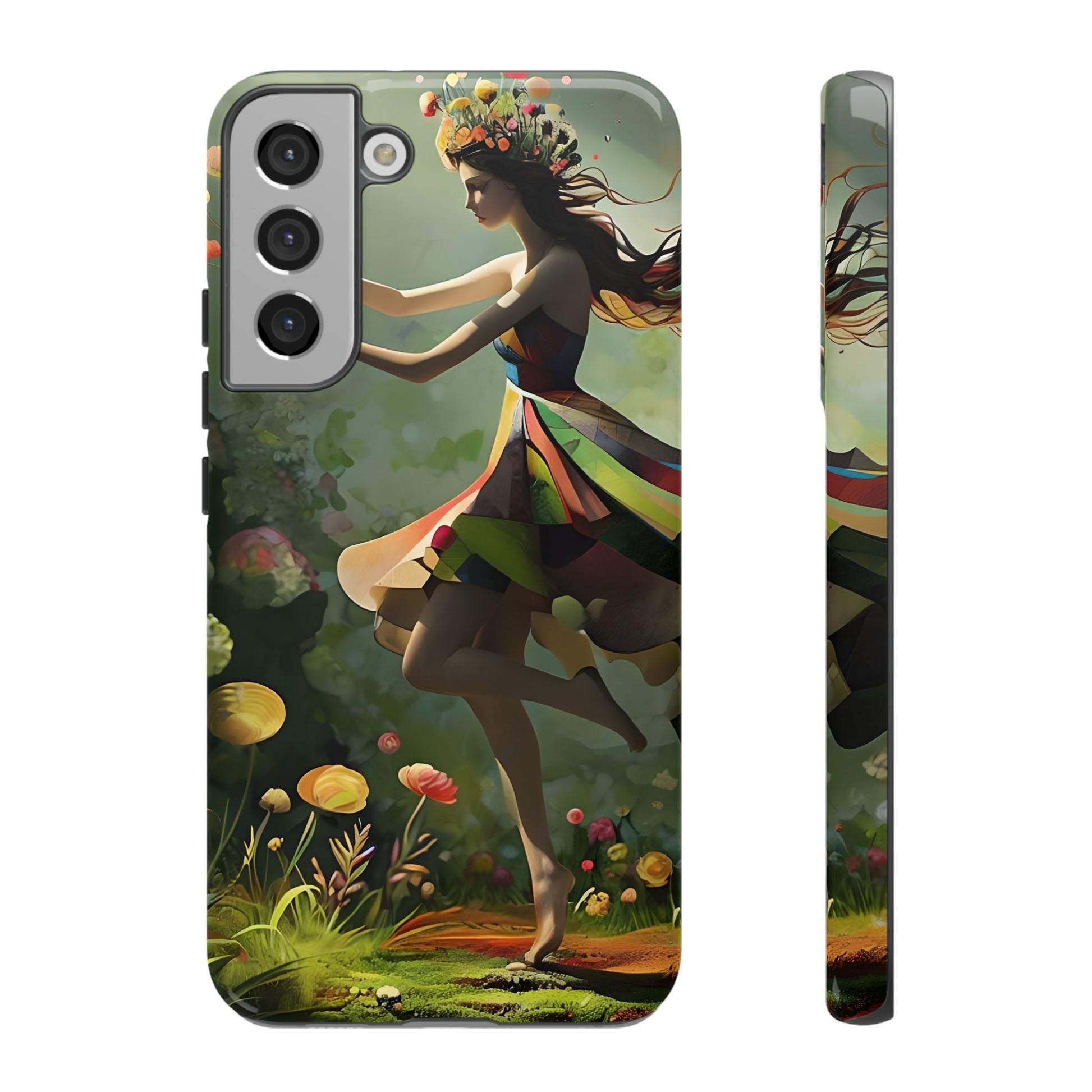 Dancing Wildflower Muse Samsung Galaxy S22 Plus Tough Case - Artistic Floral Fantasy Cover - Whimsical Nature-Inspired Protective Accessory