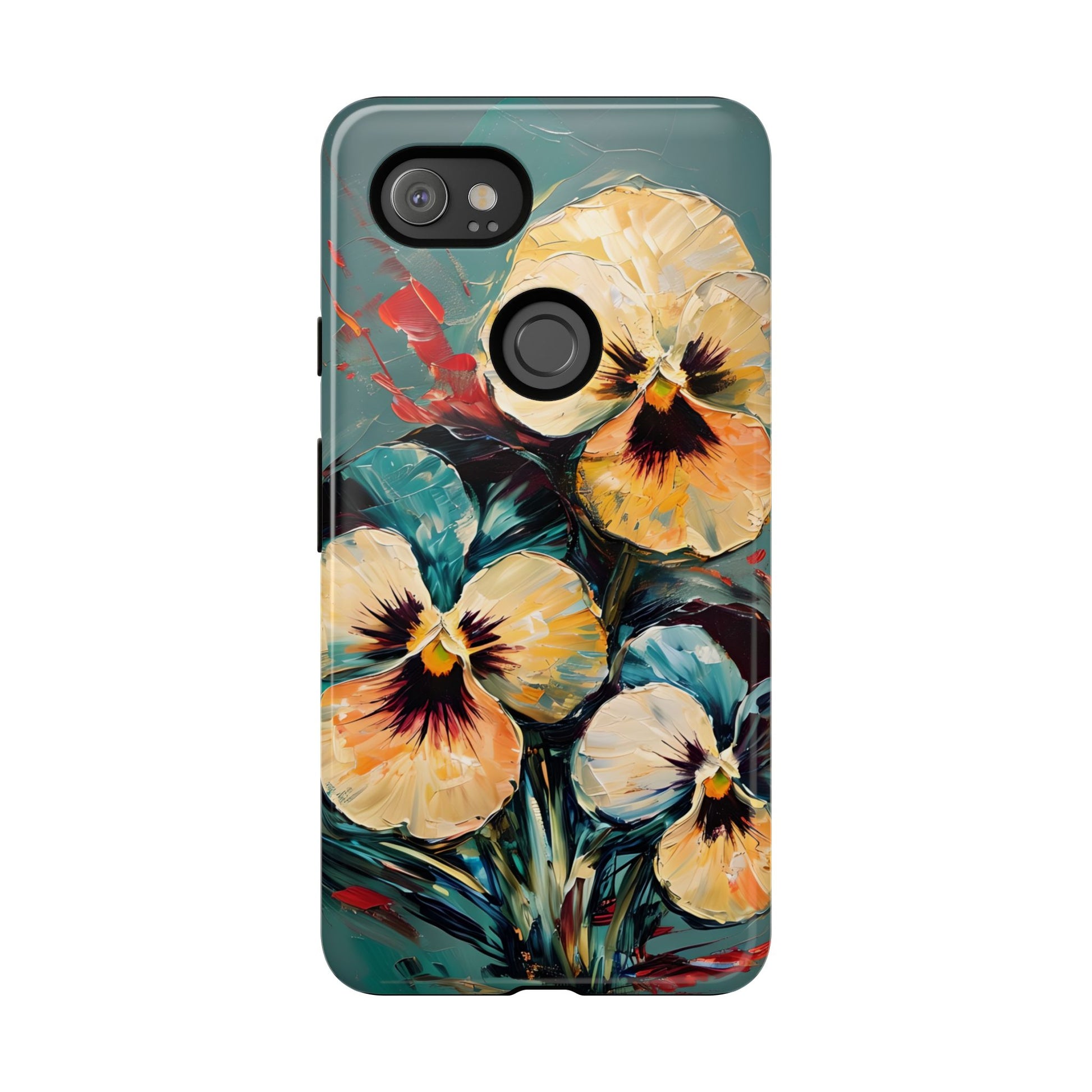 Golden Pansy Cascade Tough Case for Google Pixel 2XL - Floral Artistic Shockproof Cover, Elegant Protective Phone Case