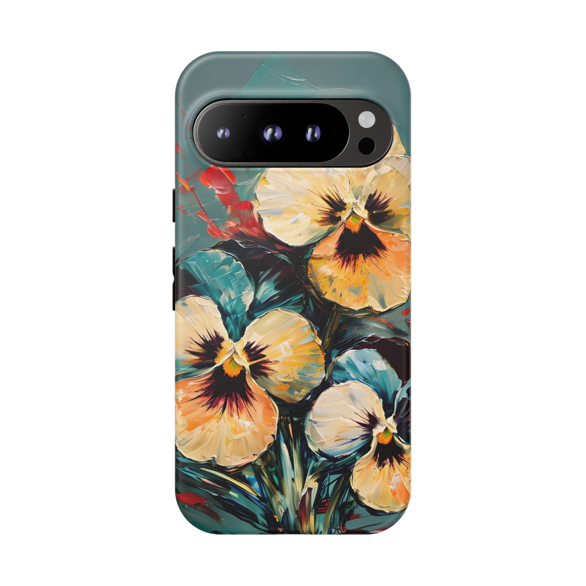Golden Pansy Cascade Tough Case for Google Pixel 9 Pro - Floral Artistic Shockproof Cover, Elegant Protective Phone Case
