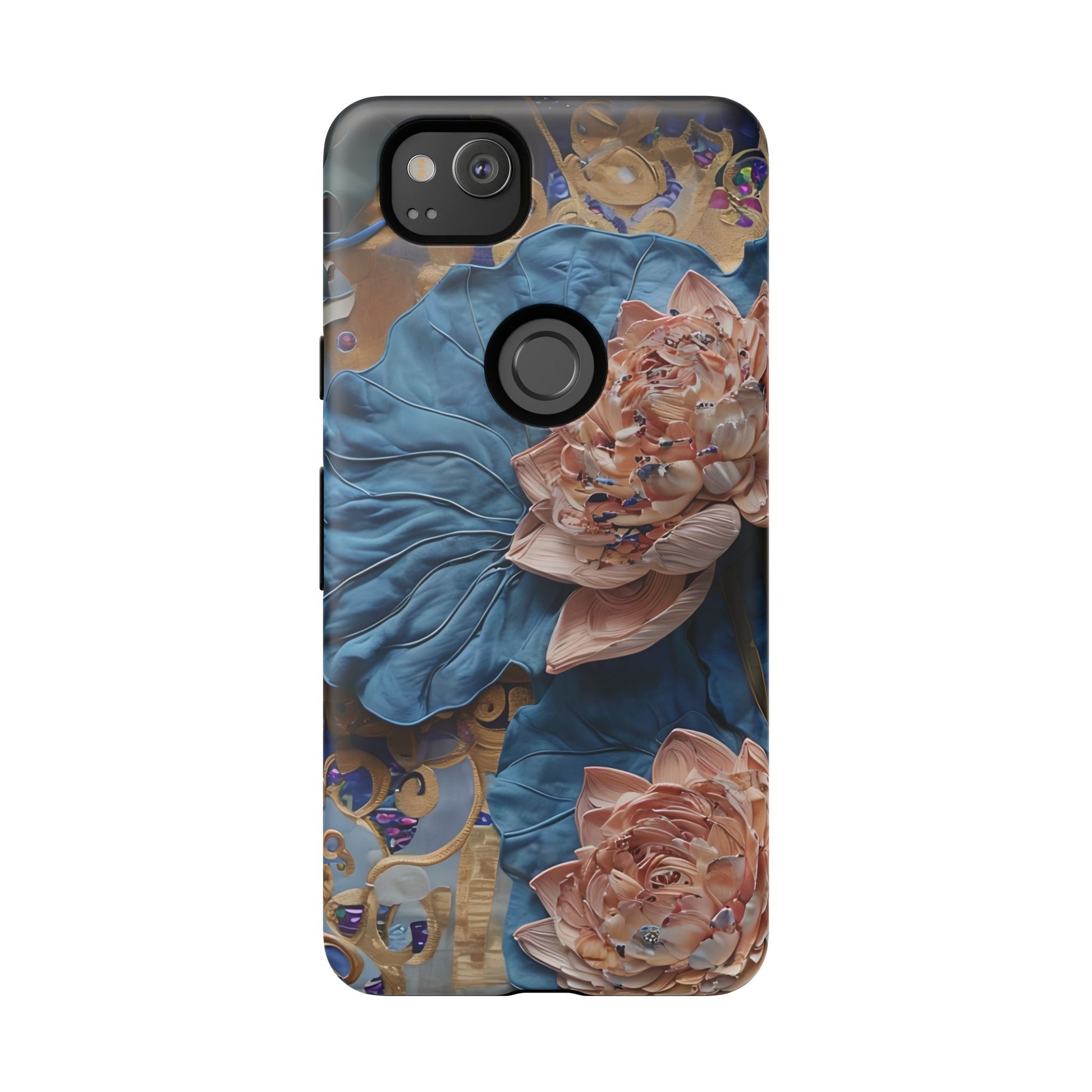 Peony Midnight Tapestry - Google Pixel 2 - Elegant Blue & Blush Artful Phone Cover
