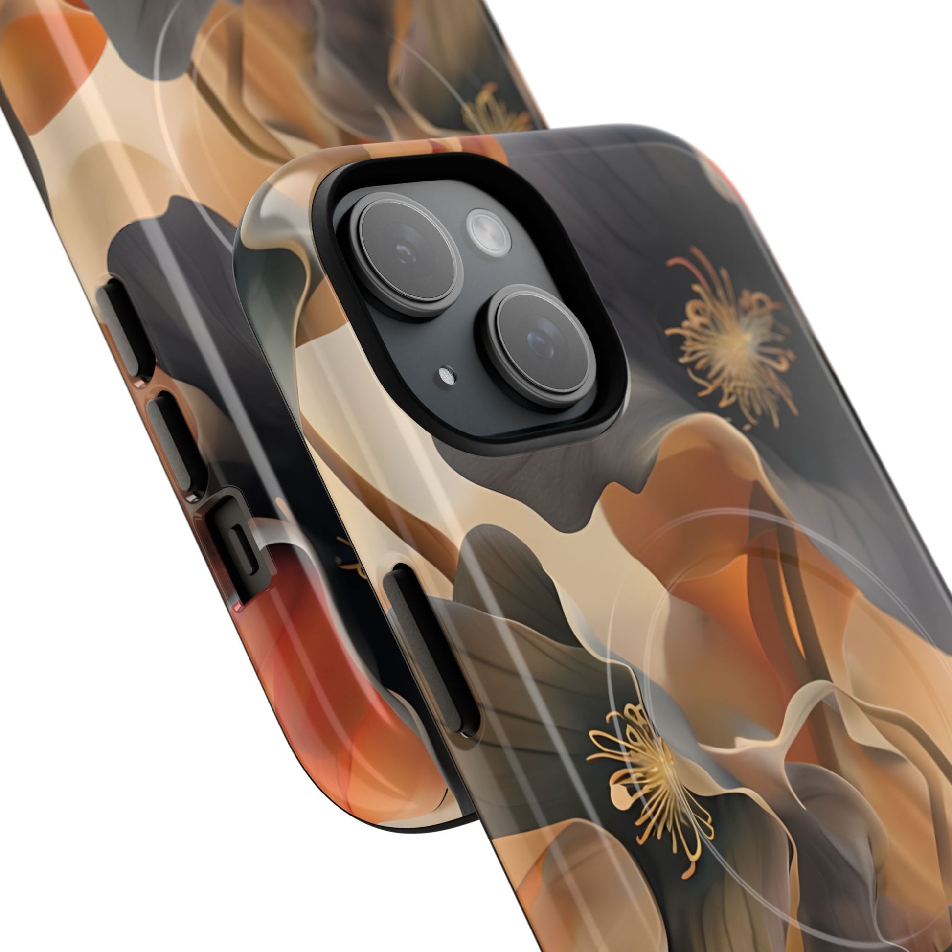 Autumn Ember - Moody Floral Art iPhone 15 MagSafe Phone Case -Warm Earthy Botanical Design