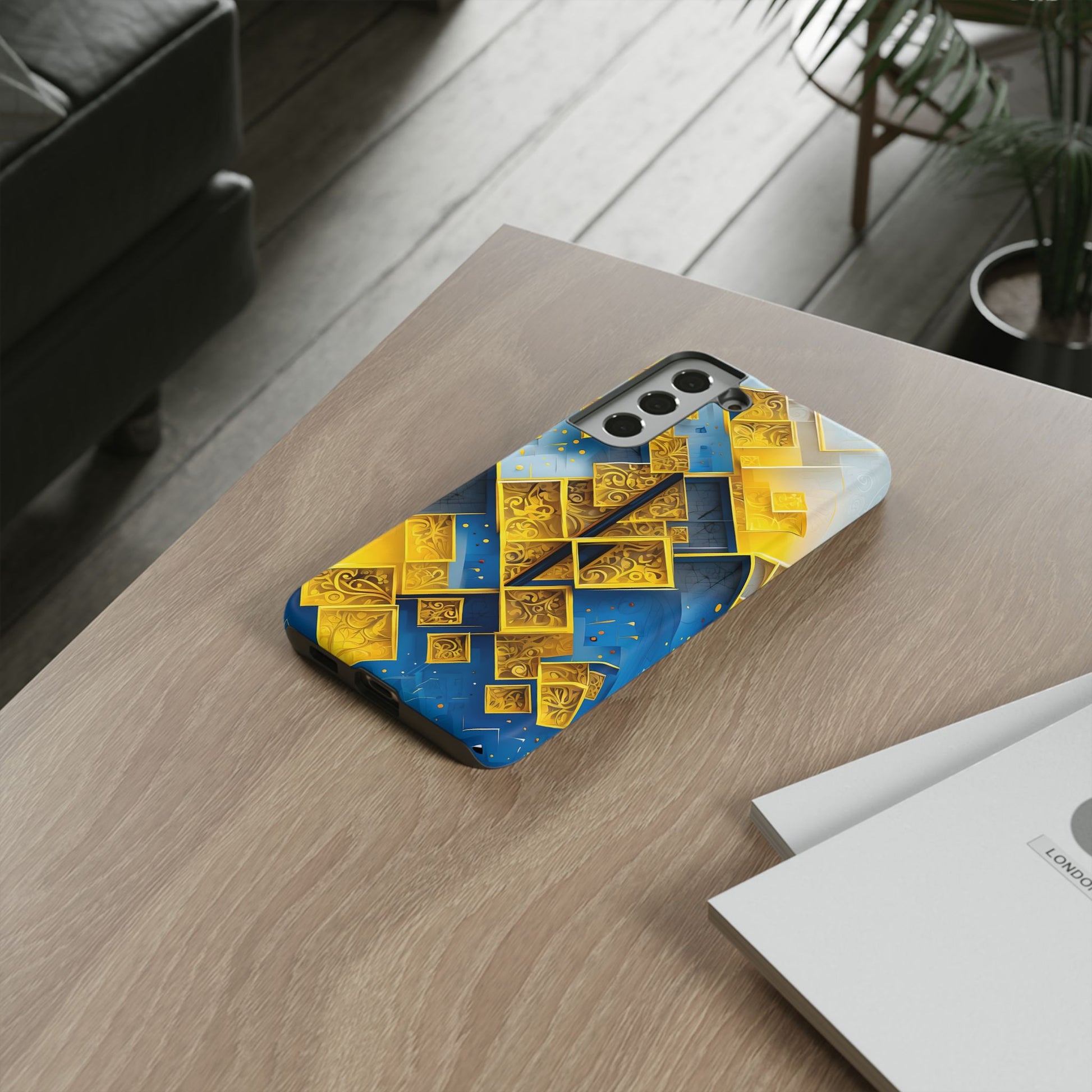 Golden Ascent Luxe Geometric Samsung Galaxy S22 Plus Tough Case - Elegant Abstract Gold Design