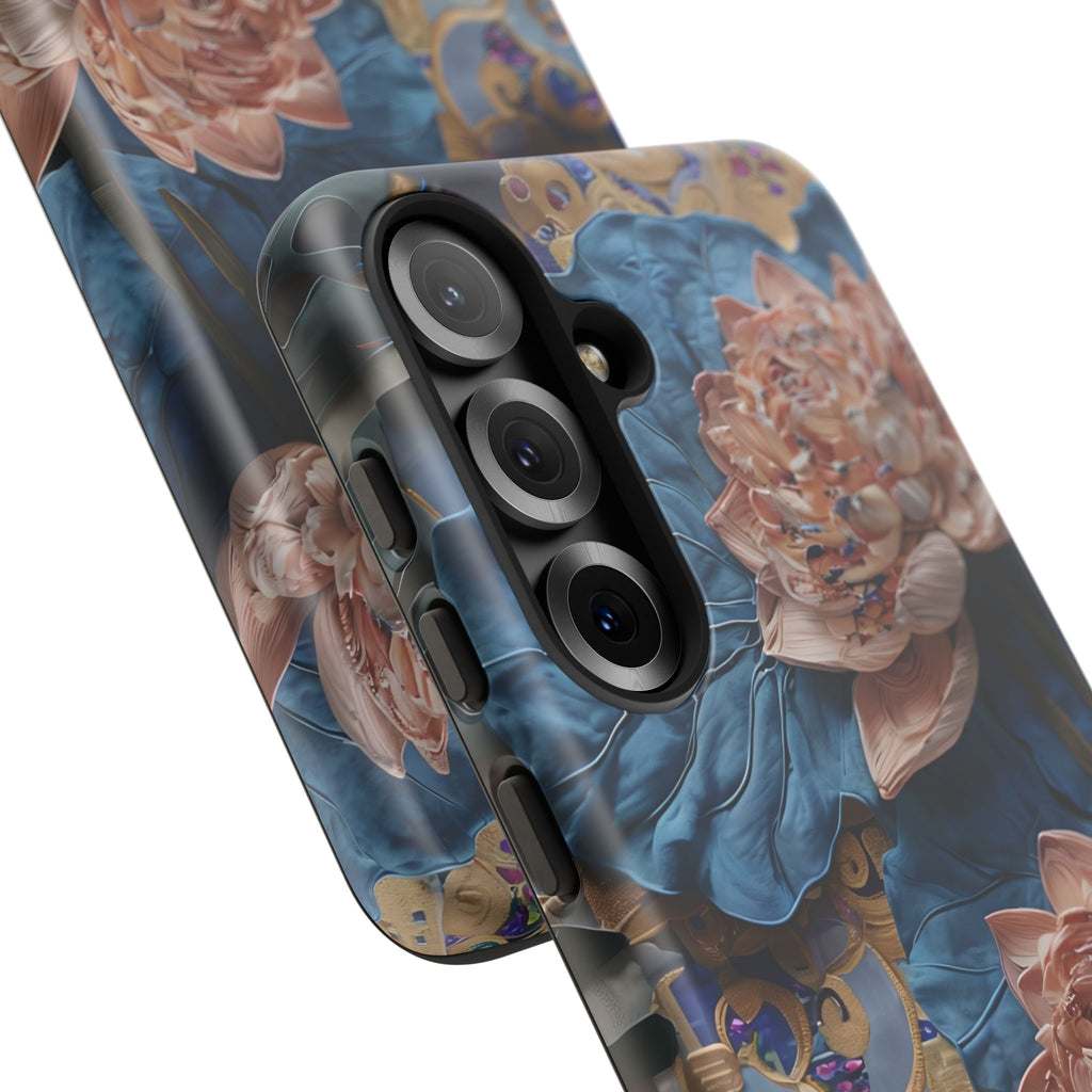 Peony Midnight Tapestry - Samsung Galaxy S25 - Elegant Blue & Blush Artful Phone Cover