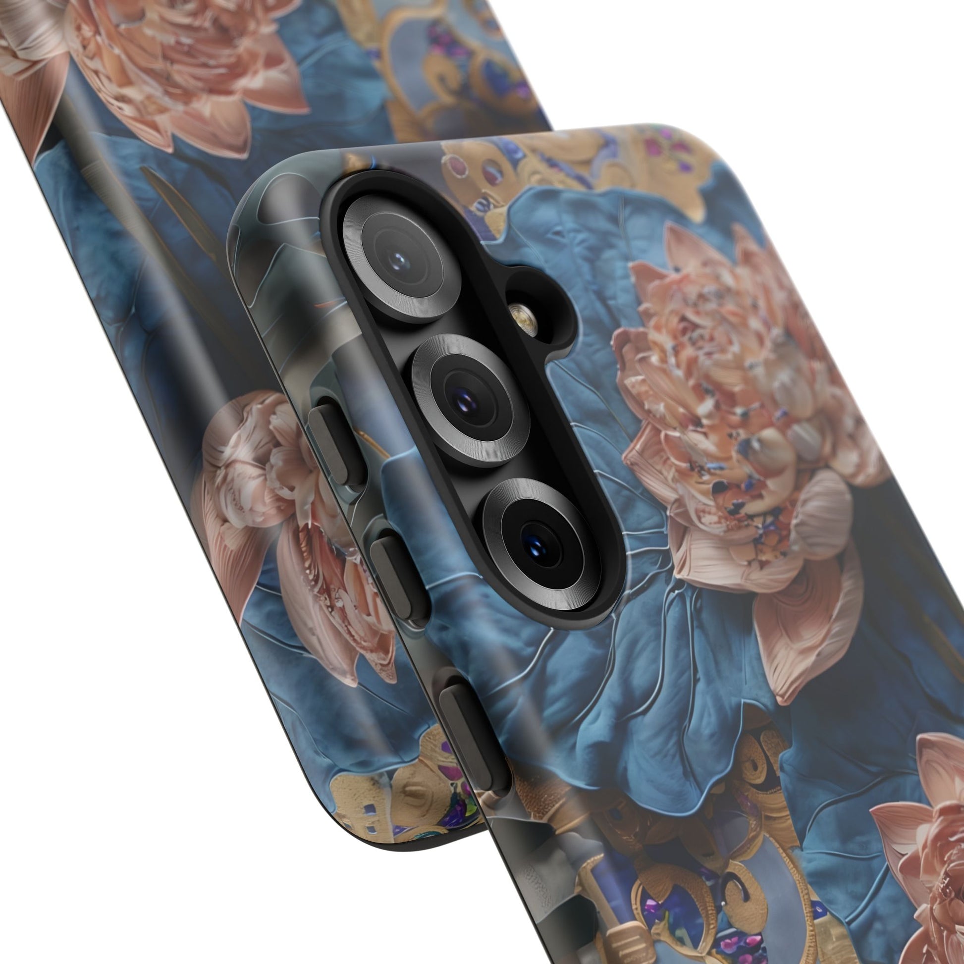 Peony Midnight Tapestry - Samsung Galaxy S25 - Elegant Blue & Blush Artful Phone Cover