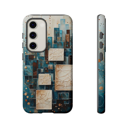 Architectural Drift Samsung Galaxy Case - Modern Geometric Teal & Parchment Design