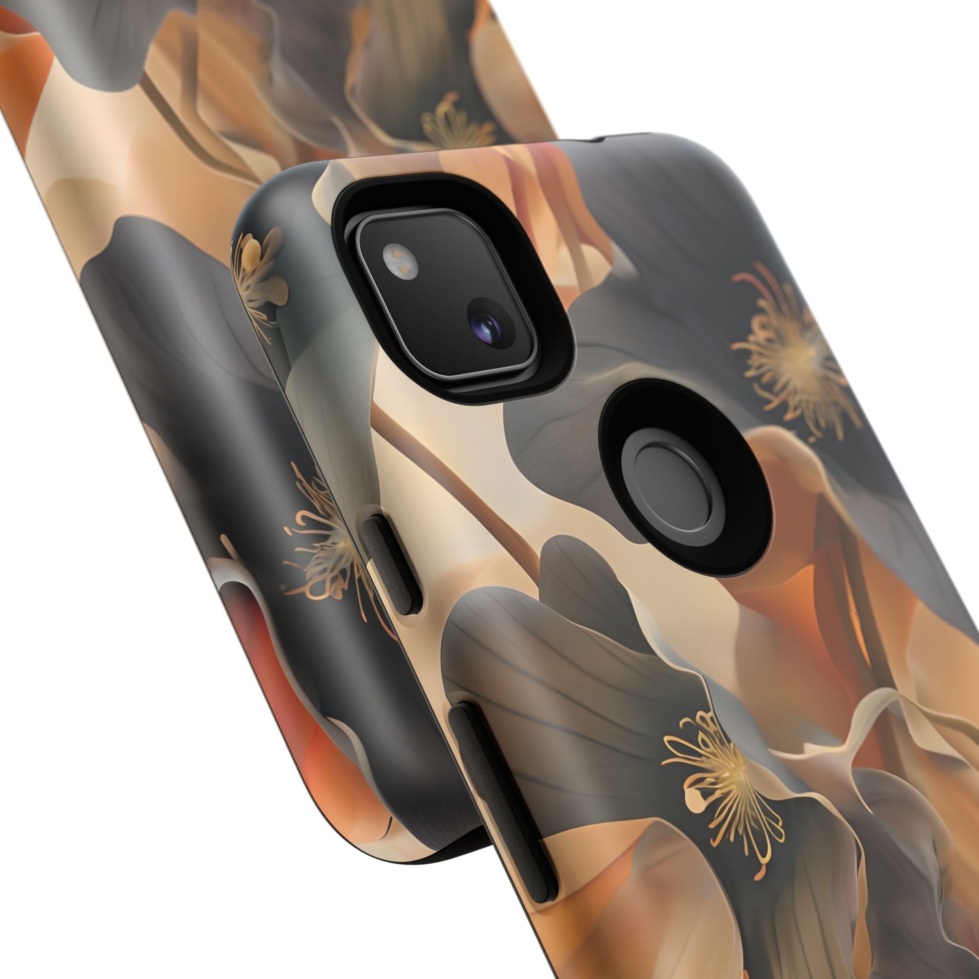 Autumn Ember - Moody Floral Art Google Pixel 4 4a Tough Phone Case - Warm Earthy Botanical Design
