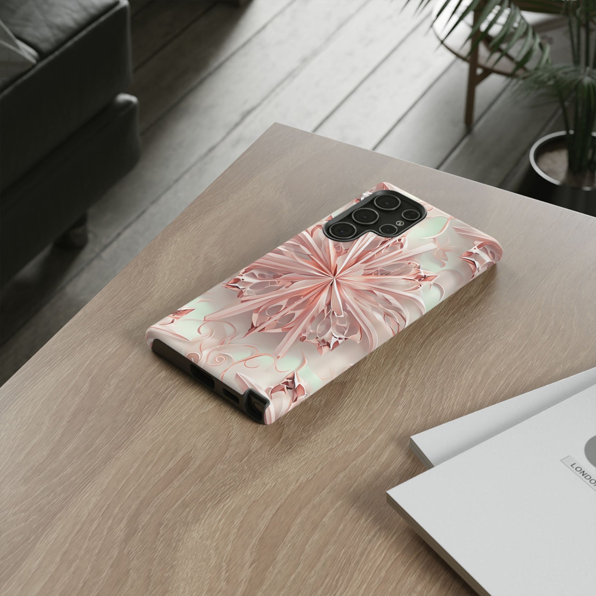 Blush Frost from our Kaleidoscope Collection - Samsung Galaxy S22 Ultra tough case - Soft Pink Geometric Floral Design