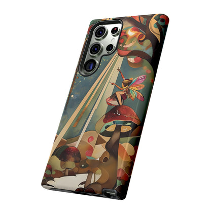 Enchanted Orchard fairy forest illustration Samsung Galaxy phone case angled view