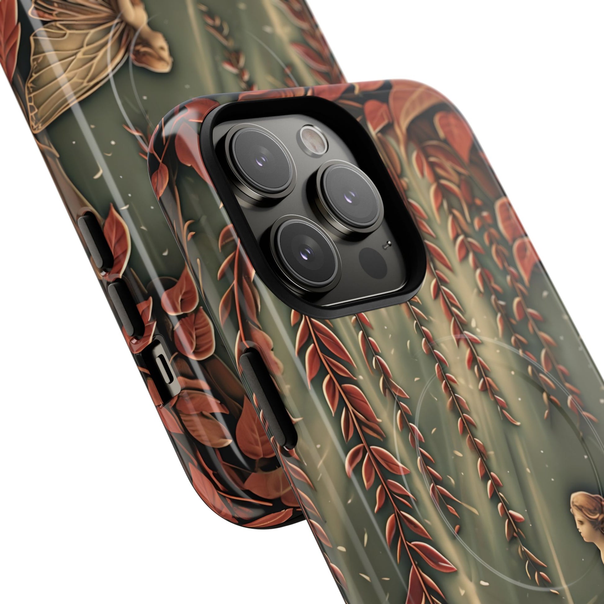 Willow Whisper - Tranquil Nature Art iPhone 14 Pro Max MagSafe Phone Case - Serene Willow Tree & Meditative Figure Design