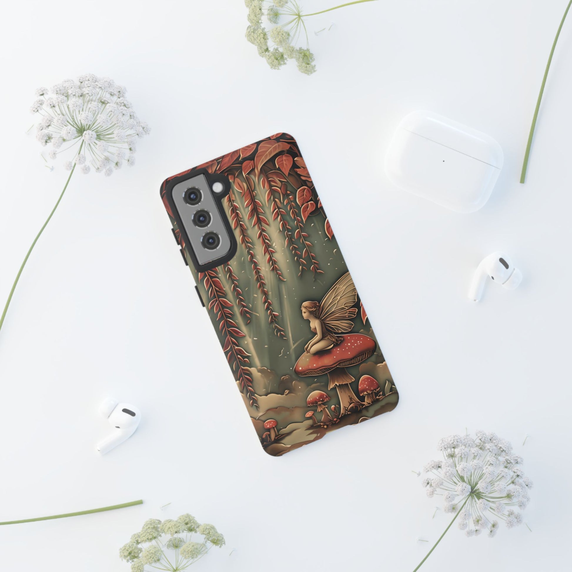 Willow Whisper - Tranquil Nature Art Samsung Galaxy S21 Tough Phone Case - Serene Willow Tree & Meditative Figure Design