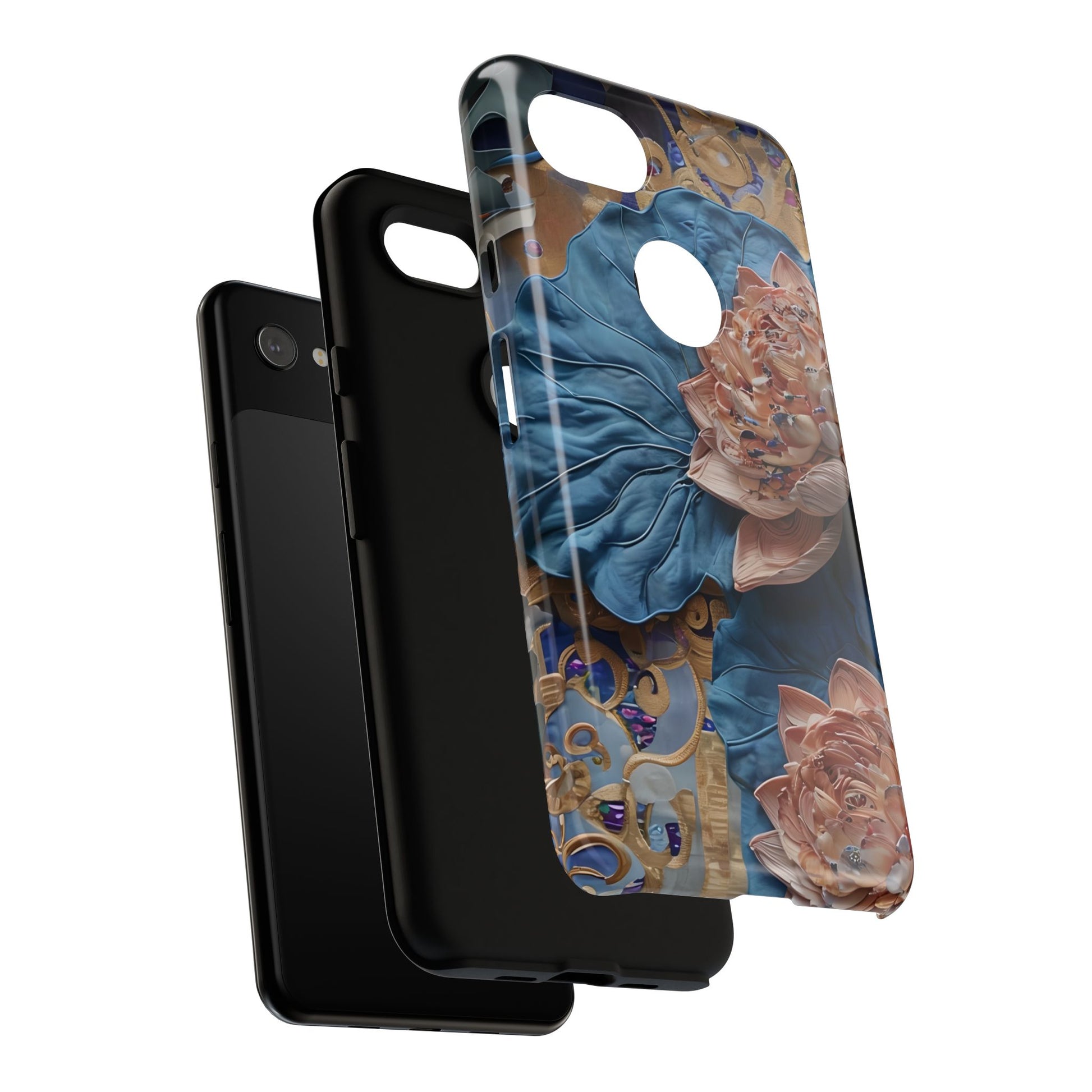 Peony Midnight Tapestry - Google Pixel 3a XL - Elegant Blue & Blush Artful Phone Cover