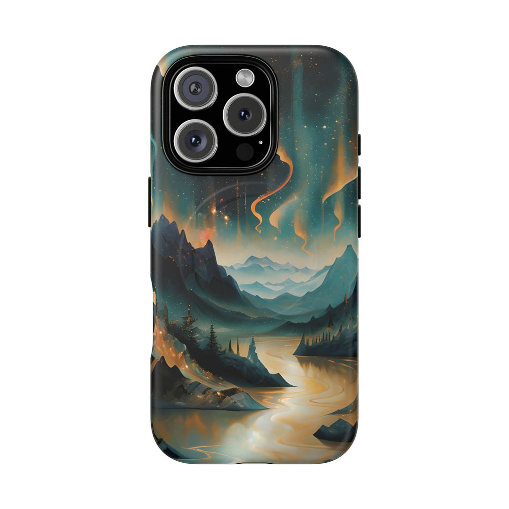 Aurora Dreamscape iPhone 16 Pro Case – Northern Lights Art, MagSafe Compatible, Tough Shockproof Cover