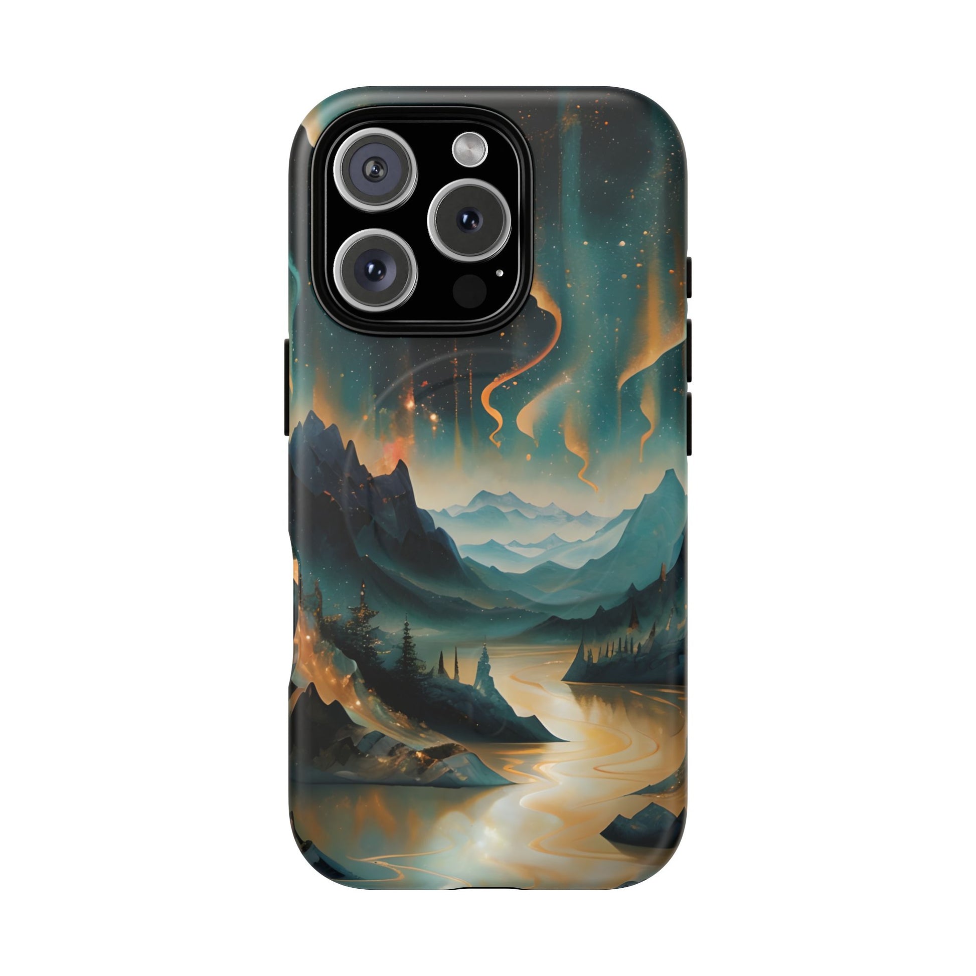 Aurora Dreamscape iPhone 16 Pro Case – Northern Lights Art, MagSafe Compatible, Tough Shockproof Cover