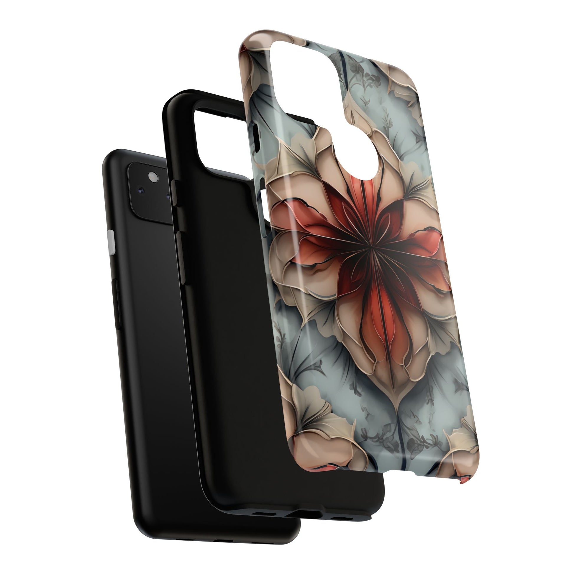 Ember Bloom - Kaleidoscope Collection Artistic Floral - Google Pixel 4a 5G Tough Phone Case - Fiery Symmetrical Design