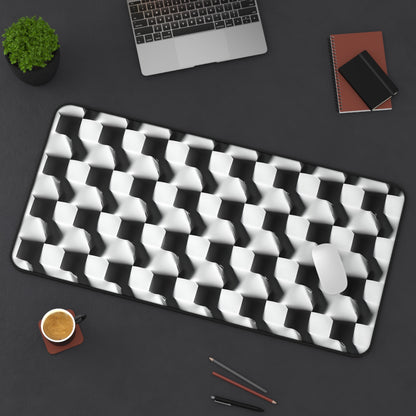 Monochrome Grid Desk Mat - Premium Office Desk Pad, 3 Sizes Available, Artistic Workspace Protection