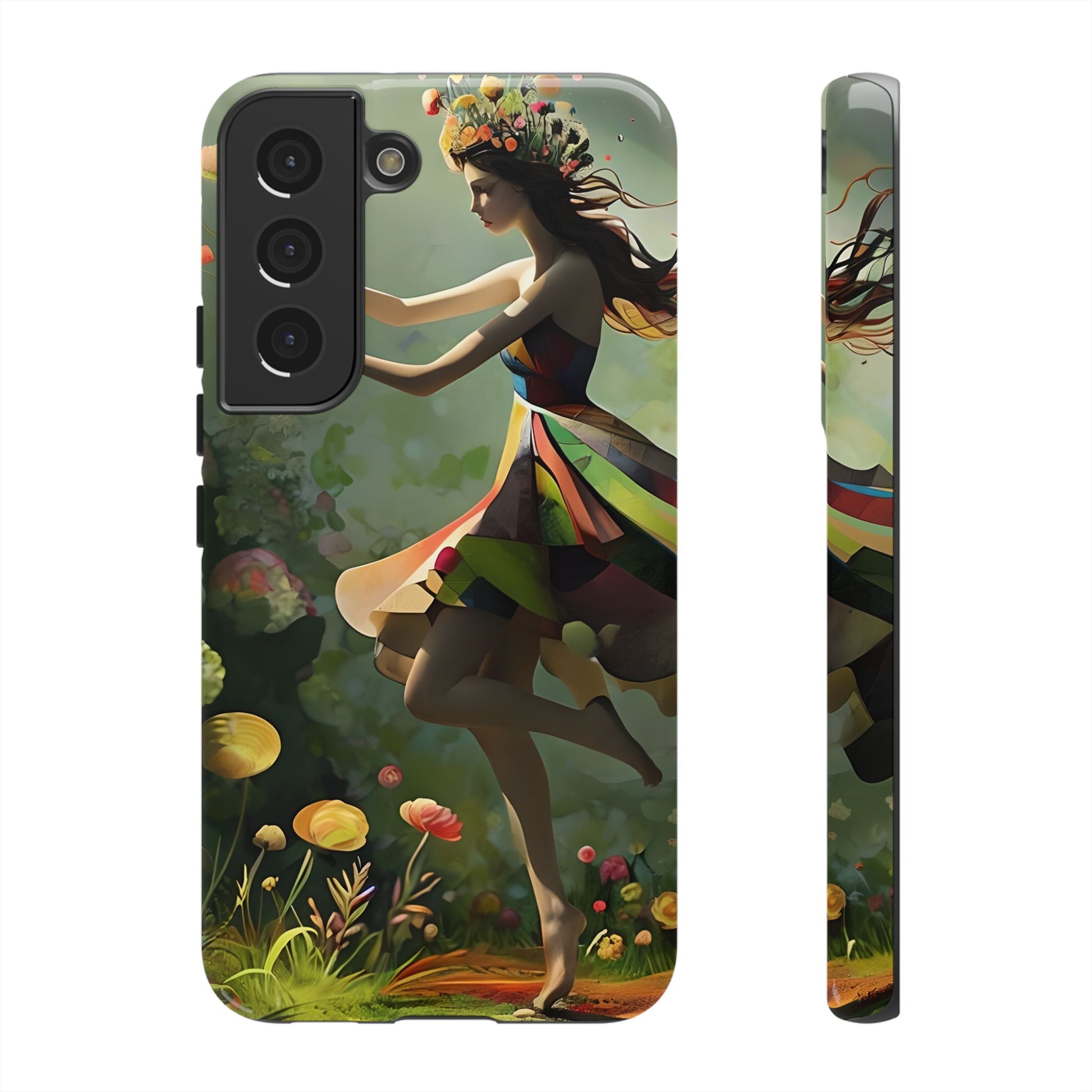 Dancing Wildflower Muse Samsung Galaxy S22 Tough Case - Artistic Floral Fantasy Cover - Whimsical Nature-Inspired Protective Accessory