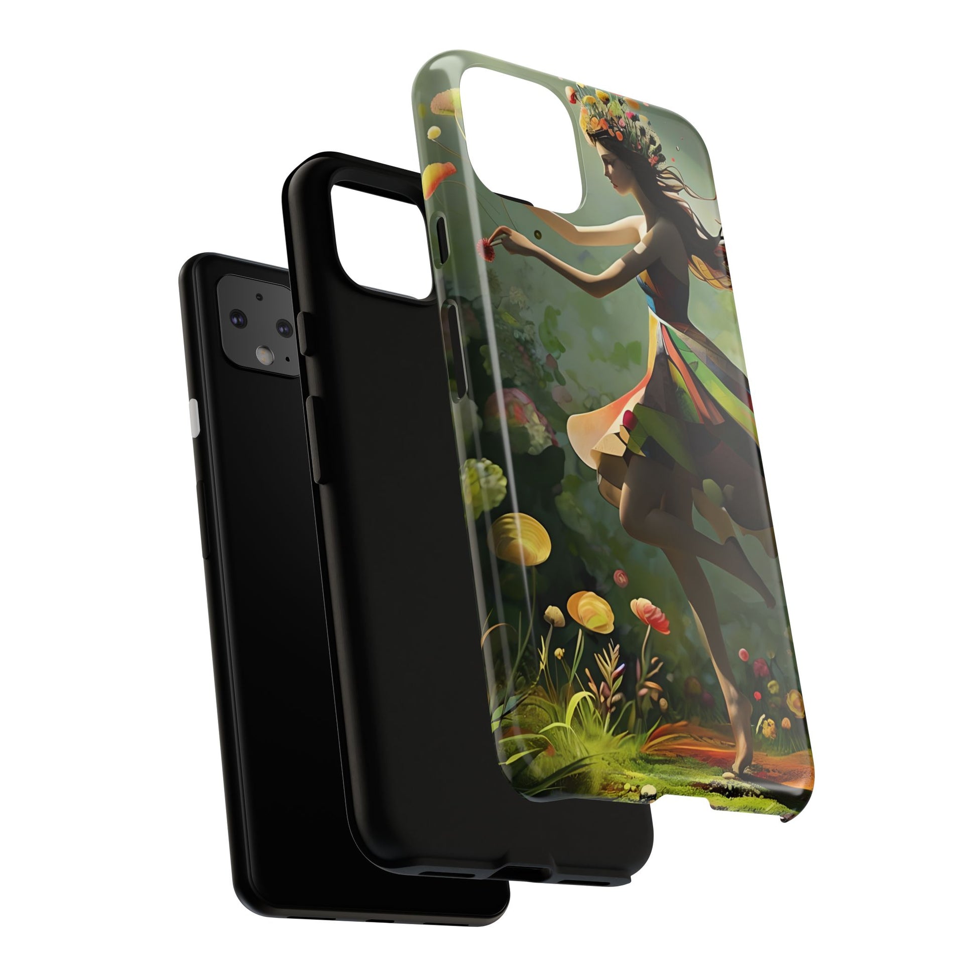 Dancing Wildflower Muse Google Pixel 4XL Tough Case - Artistic Floral Fantasy Cover - Whimsical Nature-Inspired Protective Accessory