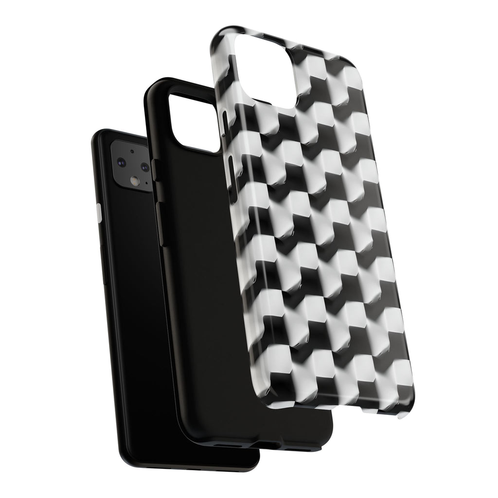Monochrome Grid Tough Case for Google Pixel 4XL - Classic Checkerboard, Black & White, Minimalist Trend