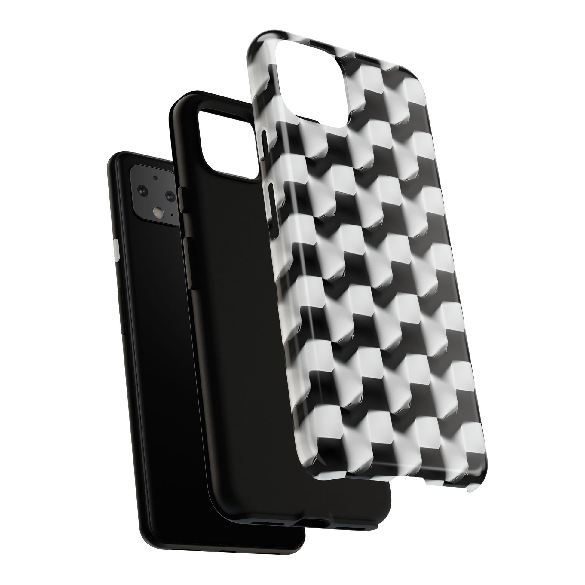Monochrome Grid Tough Case for Google Pixel 4XL - Classic Checkerboard, Black & White, Minimalist Trend