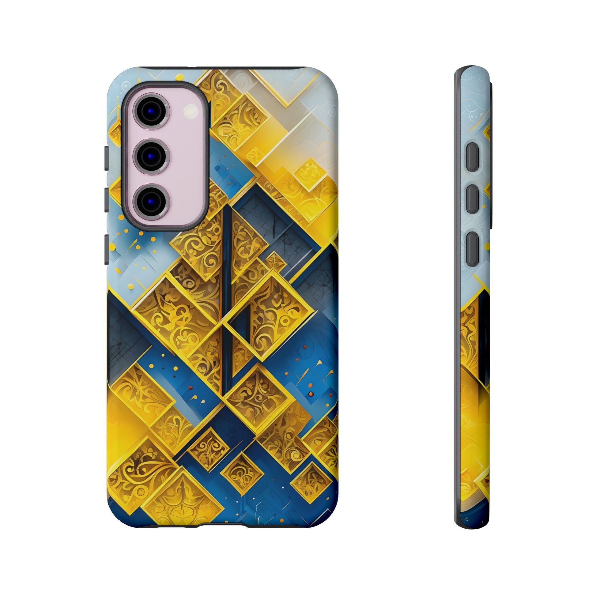 Golden Ascent Luxe Geometric Samsung Galaxy S23 Plus Tough Case - Elegant Abstract Gold Design