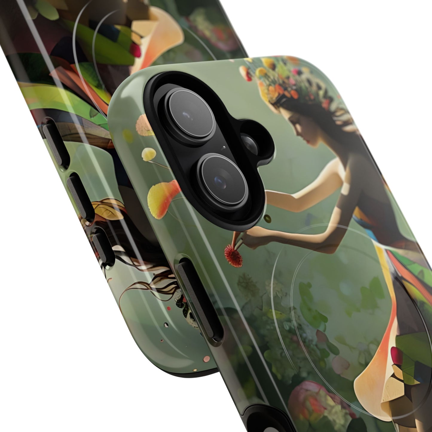 Dancing Wildflower Muse iPhone - Artistic Floral Fantasy Cover - MagSafe Compatible - Whimsical Nature-Inspired Protective Accessory