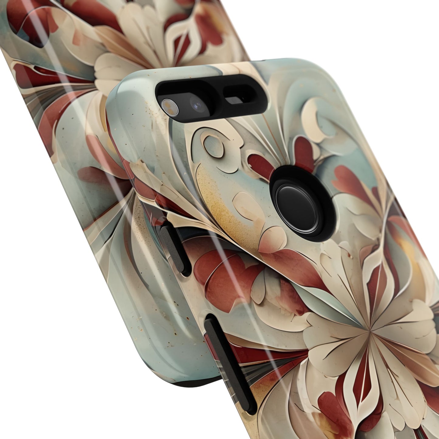 Vintage Baroque Blossom - Ornate Floral Art Google Pixel Tough Phone Case - Elegant Baroque-Inspired Design