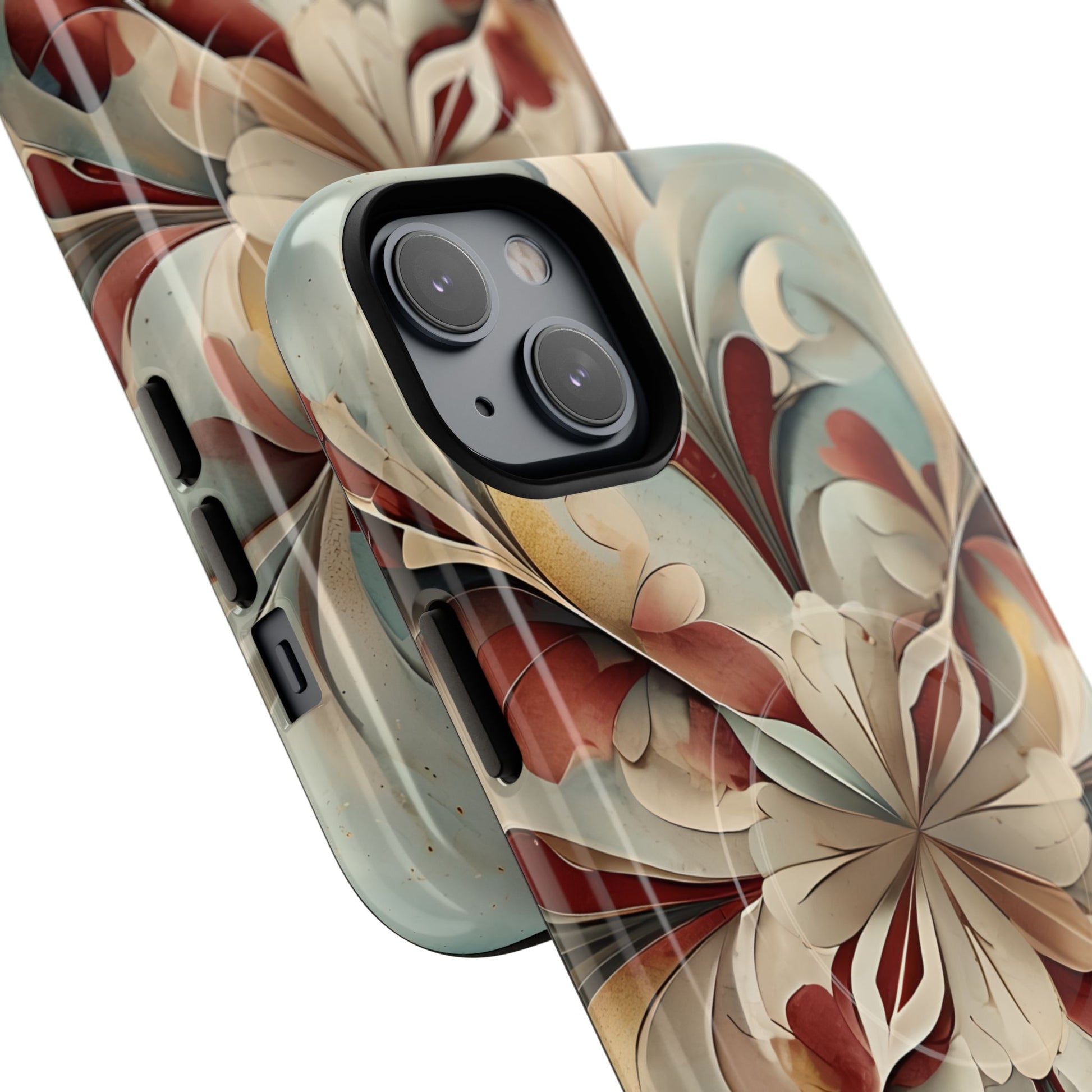 Vintage Baroque Blossom - Ornate Floral Art iPhone 14 Plus MagSafe Phone Case - Elegant Baroque-Inspired Design