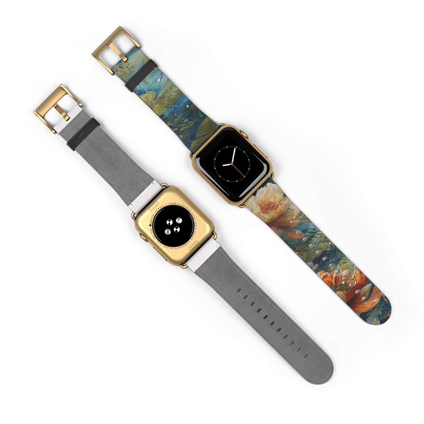 Waterlily Nocturne Apple Watch Band - Nature-Inspired Art Strap, Elegant Mountain Lake Design, Premium Gift for Outdoor Lovers
