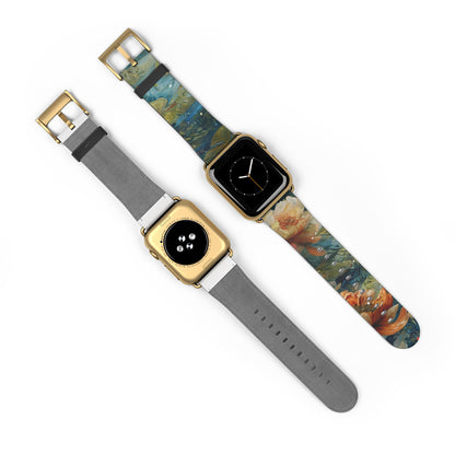 Waterlily Nocturne Apple Watch Band - Nature-Inspired Art Strap, Elegant Mountain Lake Design, Premium Gift for Outdoor Lovers