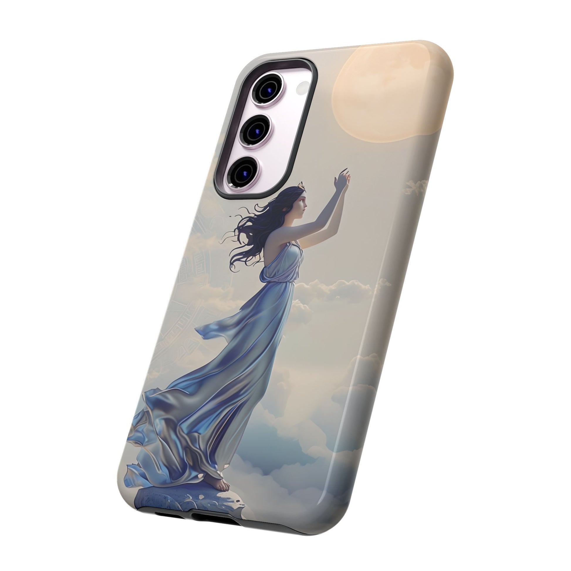 Moonlit Ascend - Ethereal Celestial Art Samsung Galaxy S23 Plus Tough Phone Case - Dreamy Night Sky & Floating Woman Design