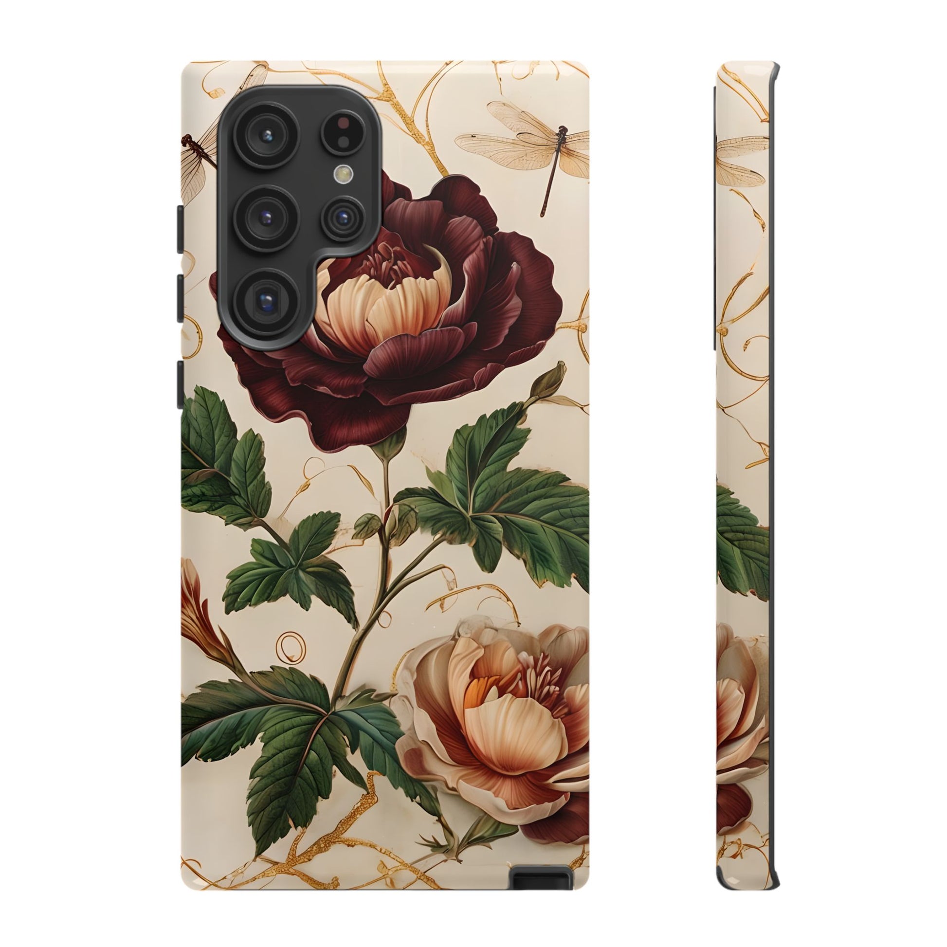 Vintage Burgundy Rose - Elegant Floral Samsung Galaxy S22 Ultra Phone Case - Classic Painterly Rose Design