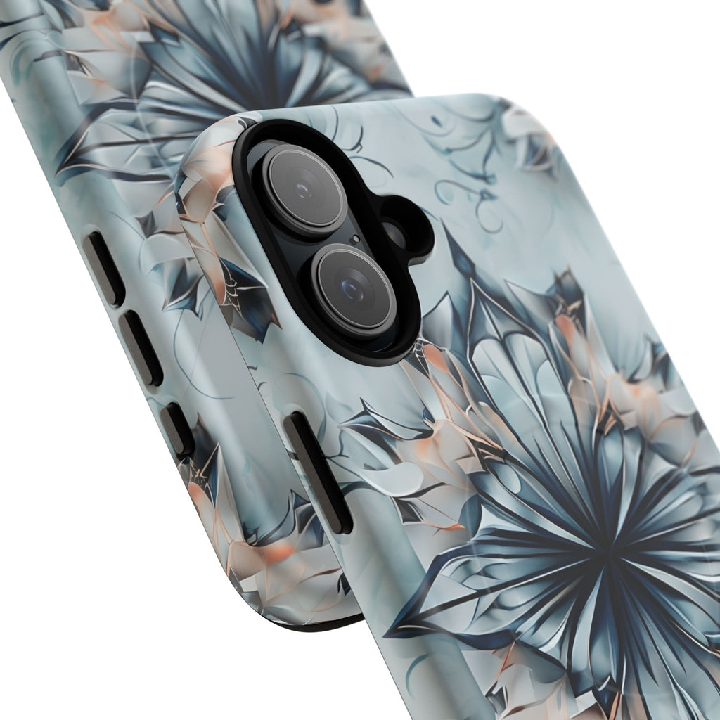 Indigo Mirage - Artistic Kaleidoscope Collection Artistic Floral - iPhone 16 Plus MagSafe Phone Case -Bold Indigo Symmetrical Design