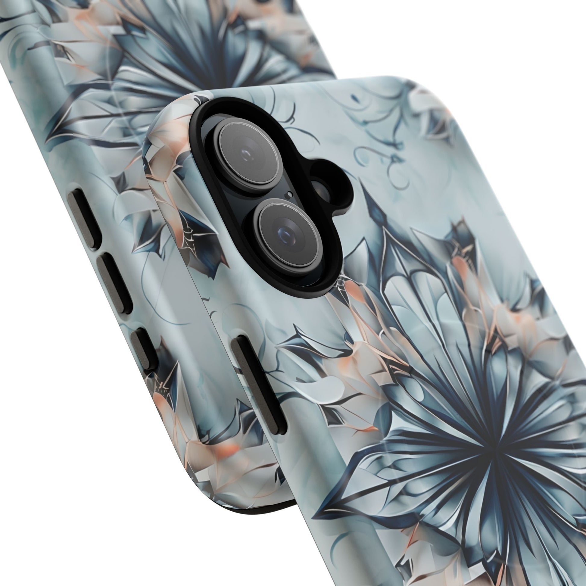 Indigo Mirage - Artistic Kaleidoscope Collection Artistic Floral - iPhone 16 Plus MagSafe Phone Case -Bold Indigo Symmetrical Design