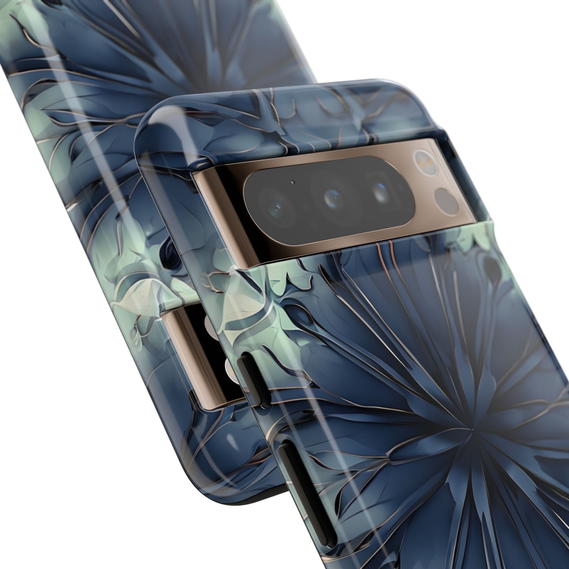 Indigo Mosaic - Artistic Kaleidoscope Collection Artistic Floral - Google Pixel 8 Pro Tough Phone Case - Bold Blue Symmetrical Design