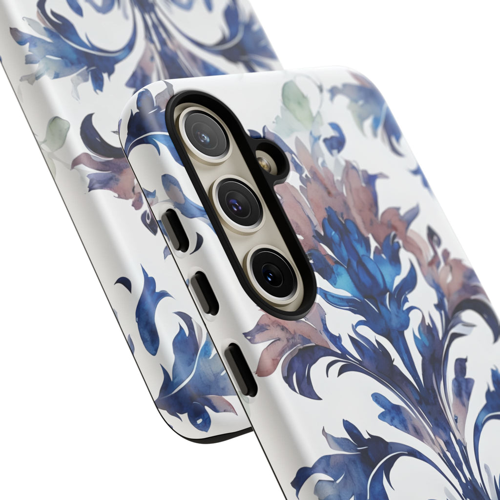 Delft Reverie - Elegant Blue & White Samsung S24 Plus Tough Phone Case - Dutch Delftware-Inspired Floral Design