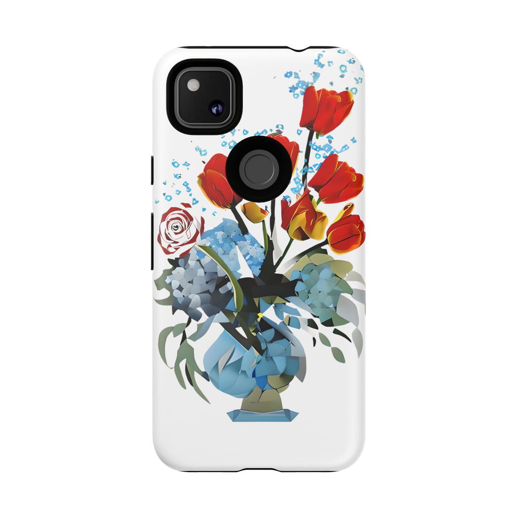 Bouquet Brilliance - Artistic Floral Google Pixel 4a Tough Phone Case - Vibrant Tulip, Rose & Hydrangea Design