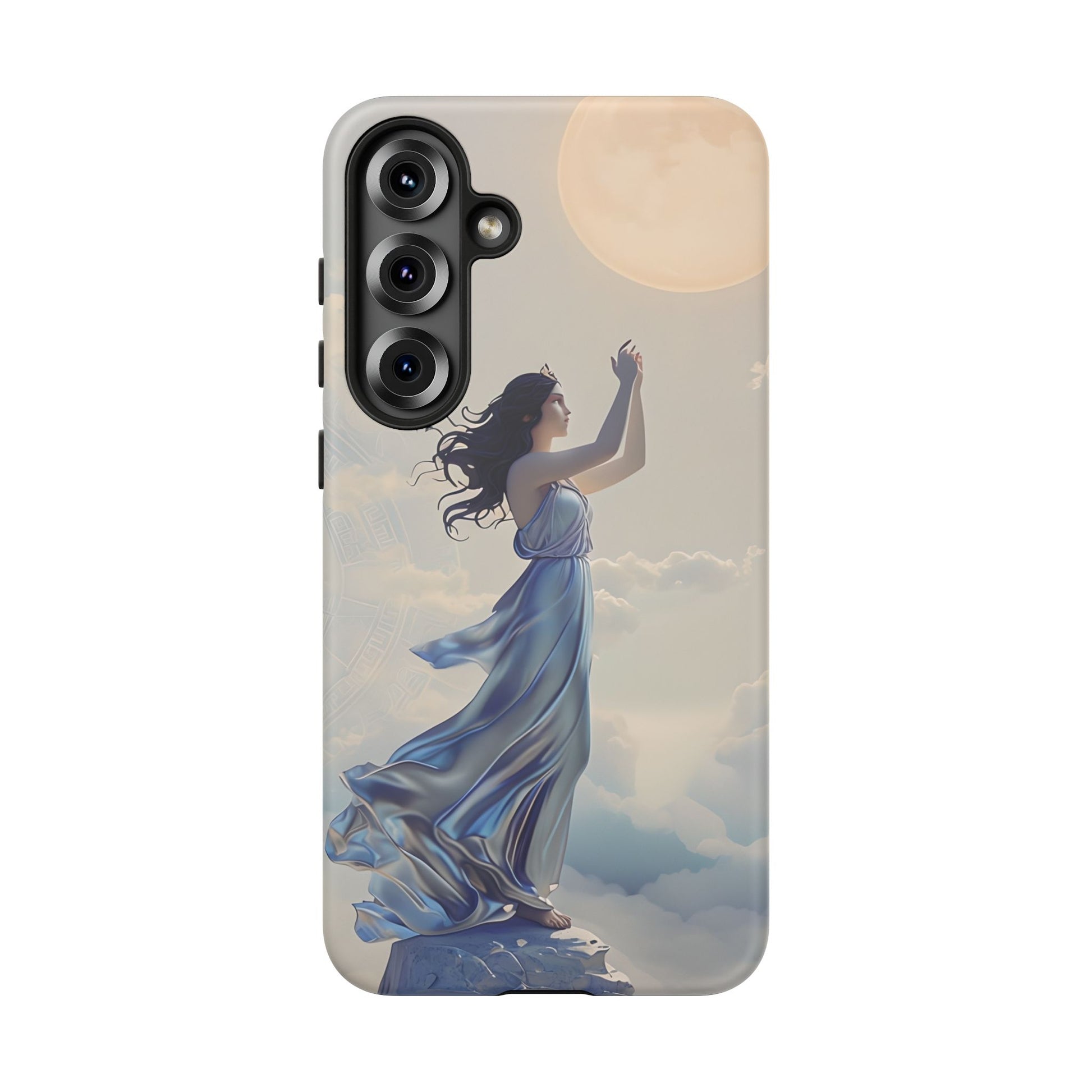 Moonlit Ascend - Ethereal Celestial Art Samsung Galaxy S25 Plus Tough Phone Case - Dreamy Night Sky & Floating Woman Design