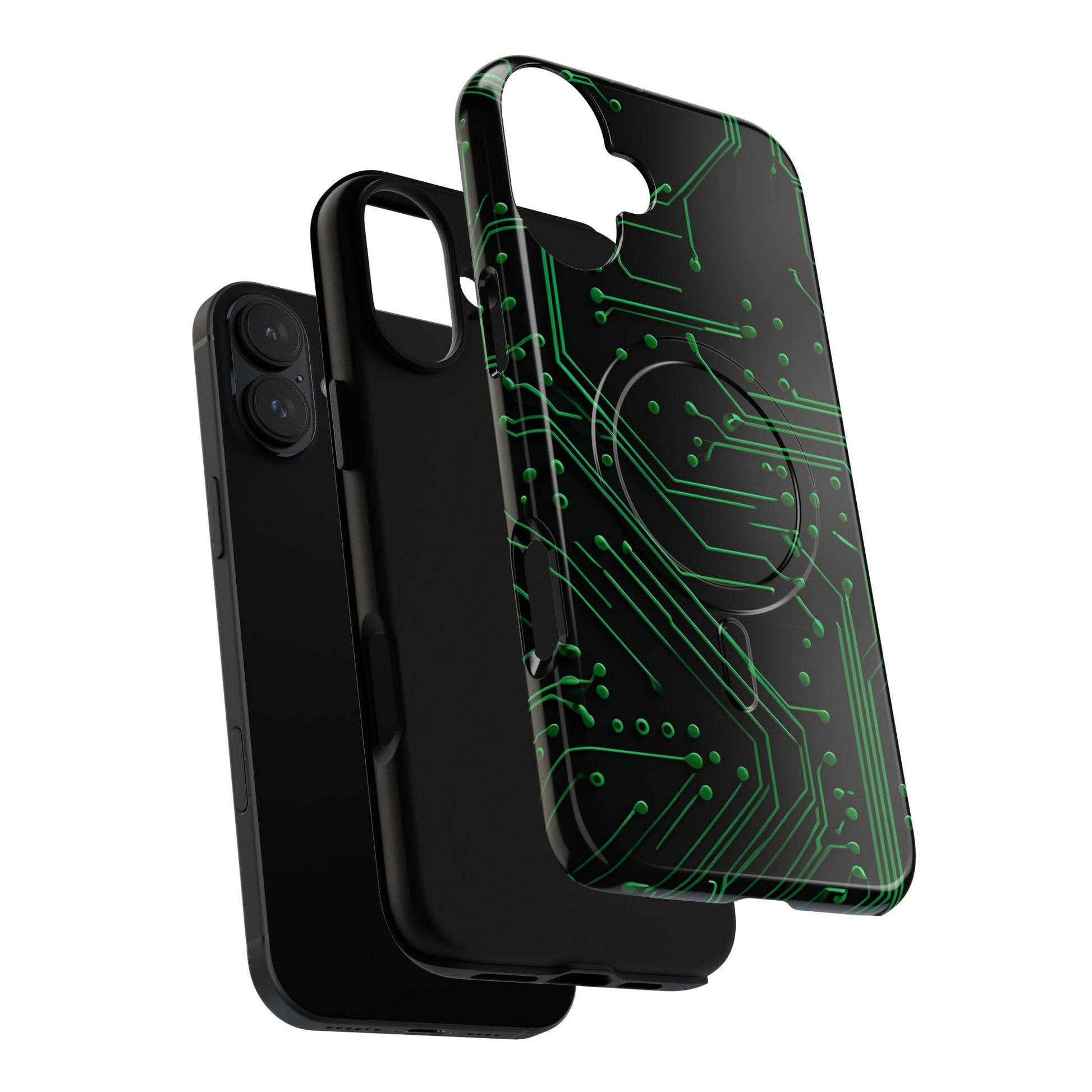 Green Circuit Grid iPhone 16 Plus MagSafe Compatible case- Tech-Inspired Shockproof Cover