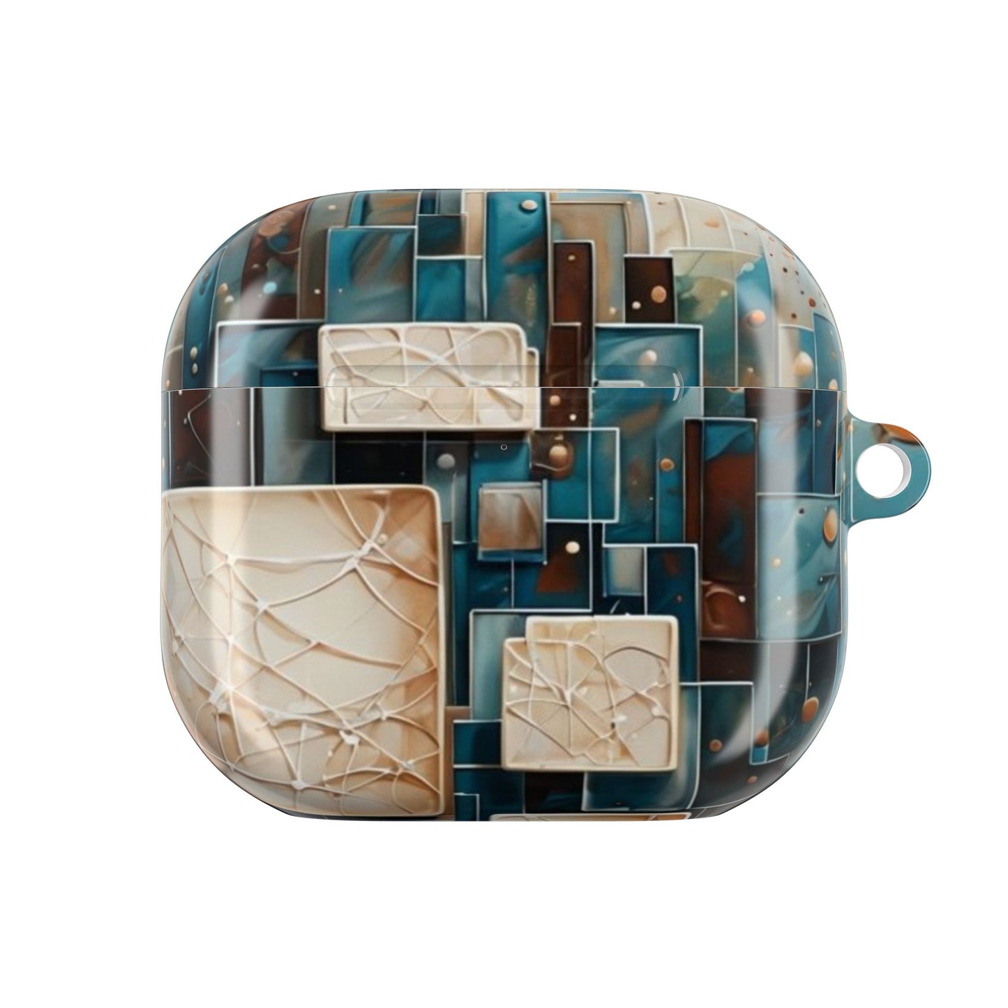 Architectural Drift AirPods Case - Modern Geometric Teal & Parchment Design for Gen 1, 2, 3, Pro Gen 1 & 2