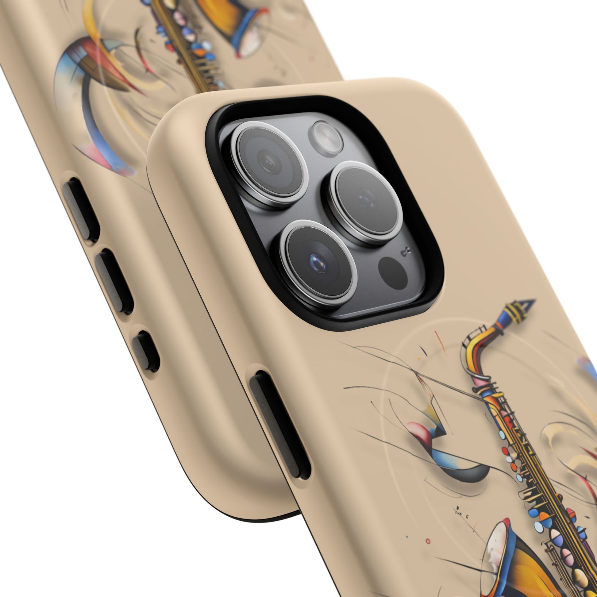 Brass Rhapsody Artistic Saxophone Music iPhone 15 Pro MagSafe Case