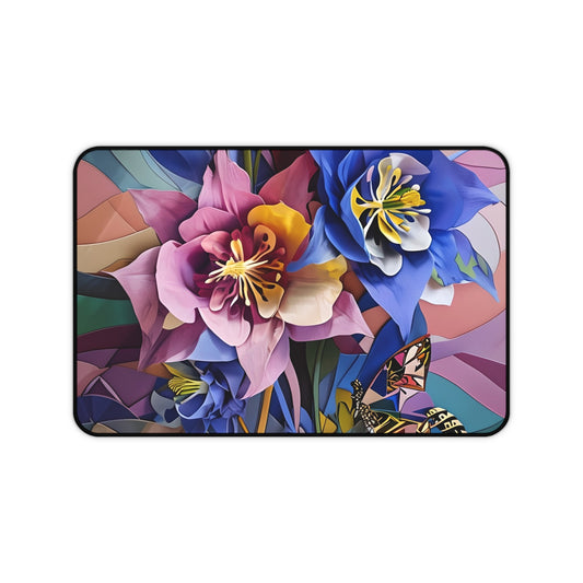 Blue Columbine Carnivale Desk Mat - Premium Office Desk Pad, 3 Sizes Available, Artistic Workspace Protection