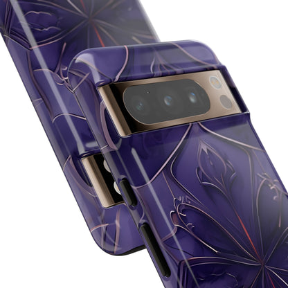 Violet Nebula deep violet cosmic artwork Google Pixel phone case angled view