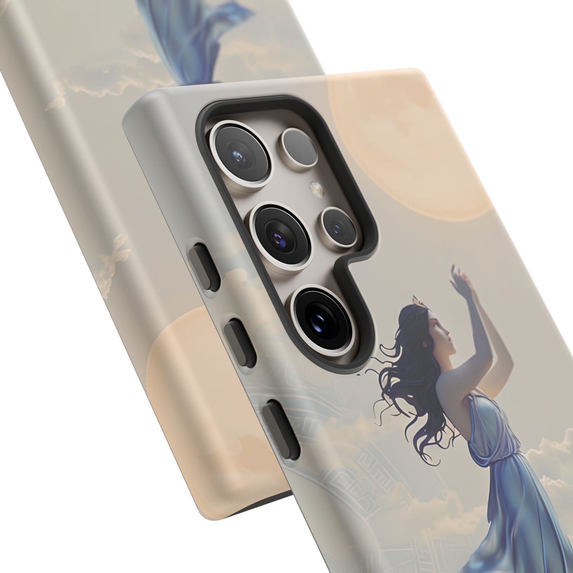 Moonlit Ascend - Ethereal Celestial Art Samsung Galaxy S24 Ultra Tough Phone Case - Dreamy Night Sky & Floating Woman Design