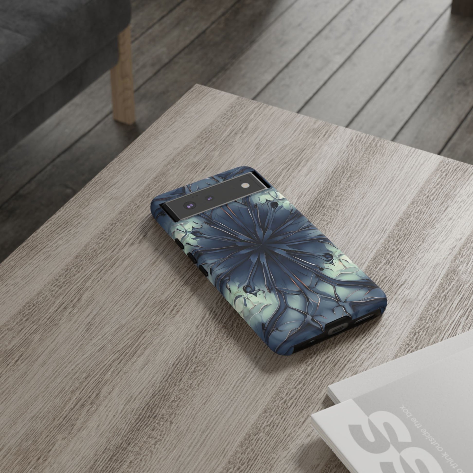 Indigo Mosaic - Artistic Kaleidoscope Collection Artistic Floral - Google Pixel 6 Tough Phone Case - Bold Blue Symmetrical Design