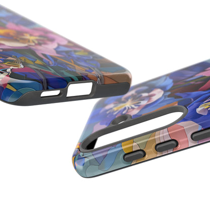Blue Columbine Carnivale - Artistic Floral & Butterfly Samsung Ultra Tough Phone Case - Vibrant Botanical Design