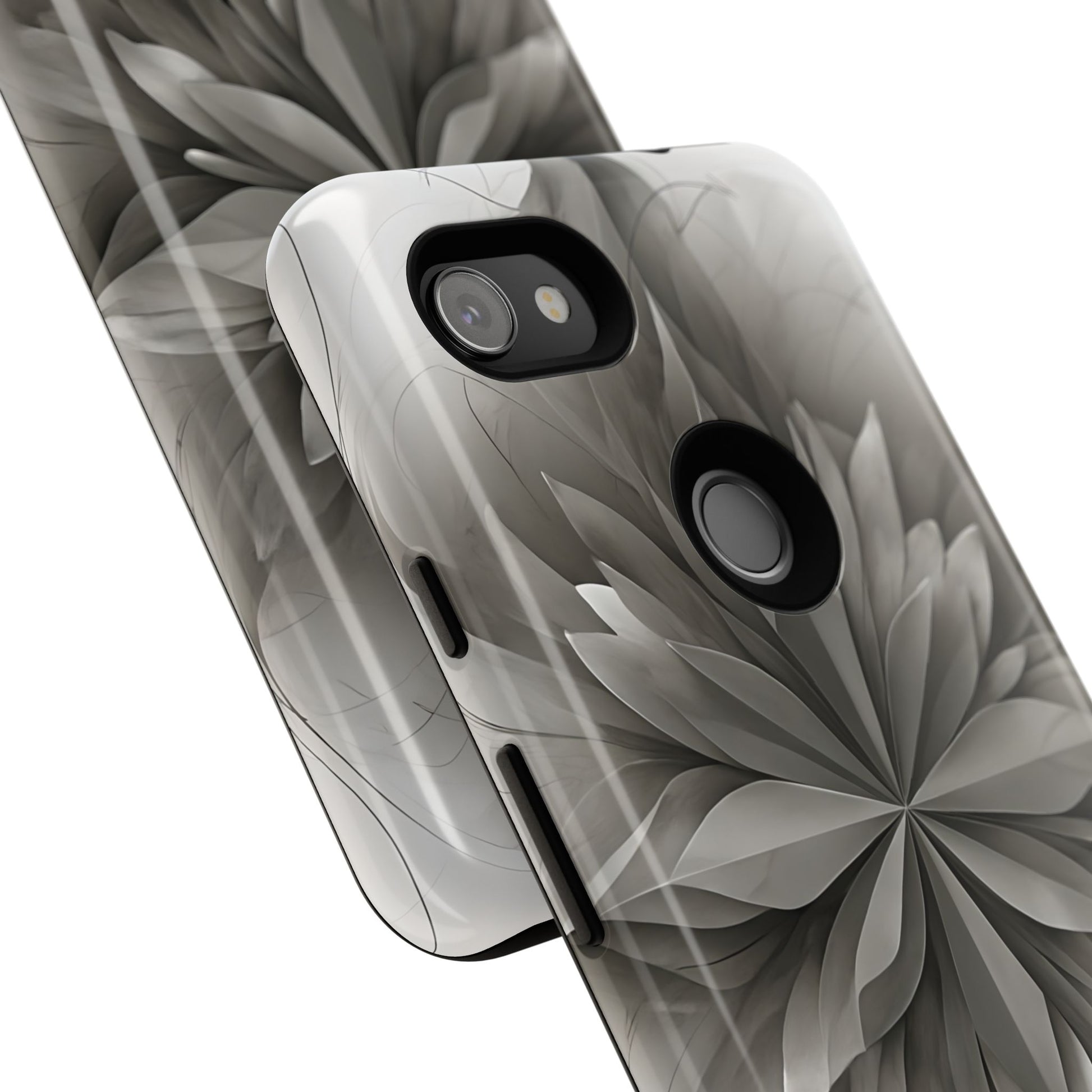 Silver Lotus - Elegant Monochrome Floral Google Pixel 3a XL Tough Phone Case - Modern Lotus Design