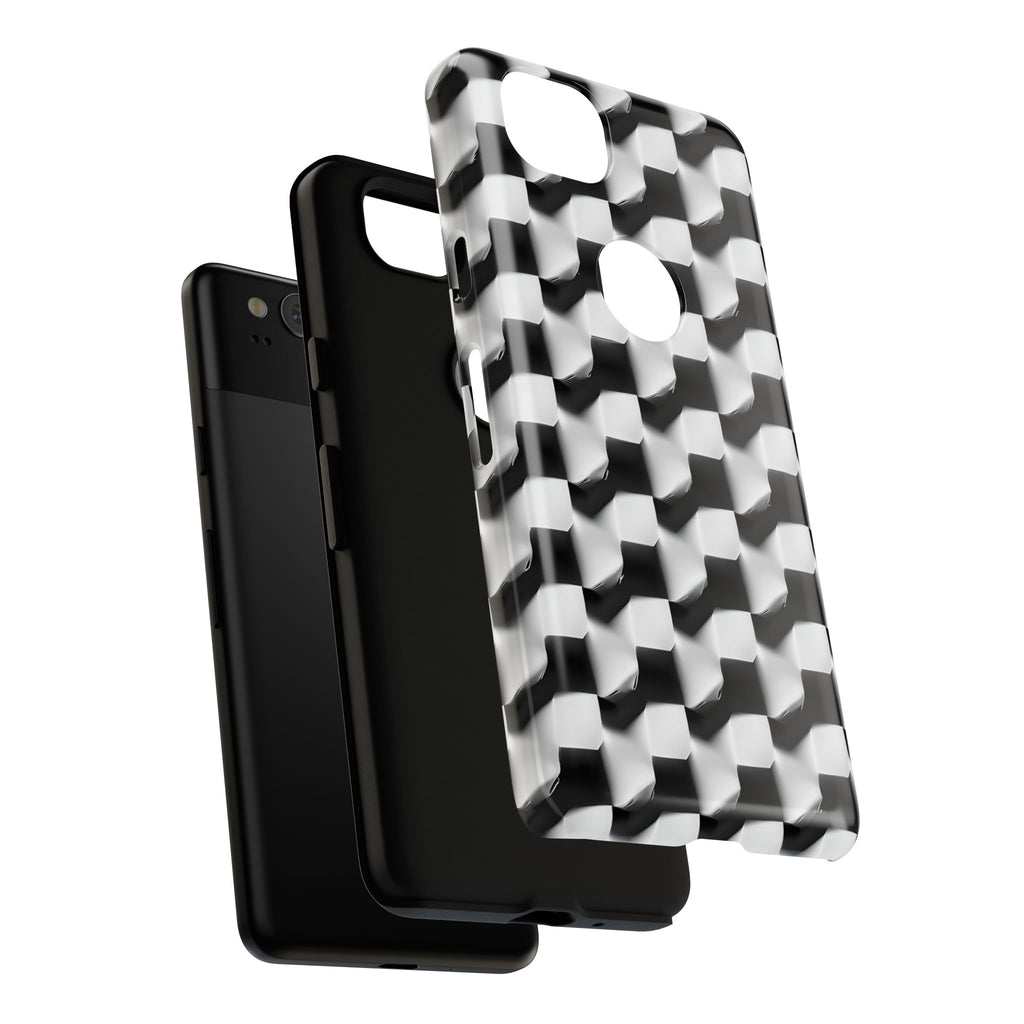 Monochrome Grid Tough Case for Google Pixel 2 - Classic Checkerboard, Black & White, Minimalist Trend