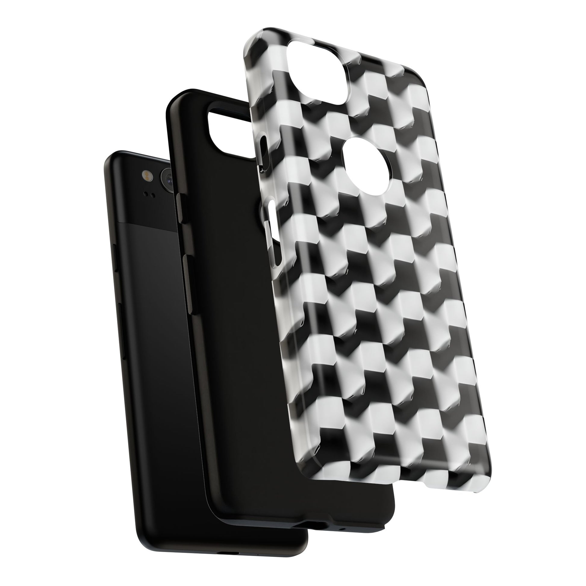 Monochrome Grid Tough Case for Google Pixel 2 - Classic Checkerboard, Black & White, Minimalist Trend